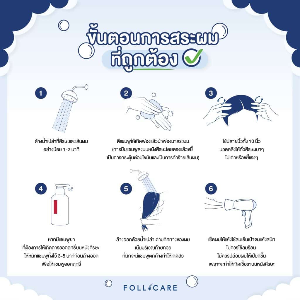 ขั้นตอนการสระผมที่ถูกต้อง