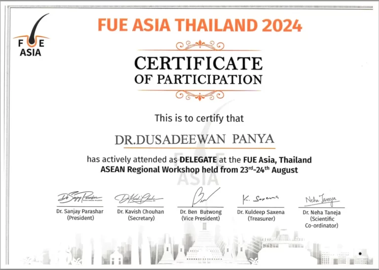 KESA doctor Certificate FUE ASIA