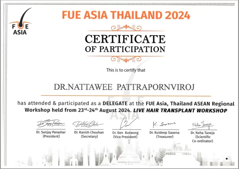 KESA doctor Certificate FUE ASIA