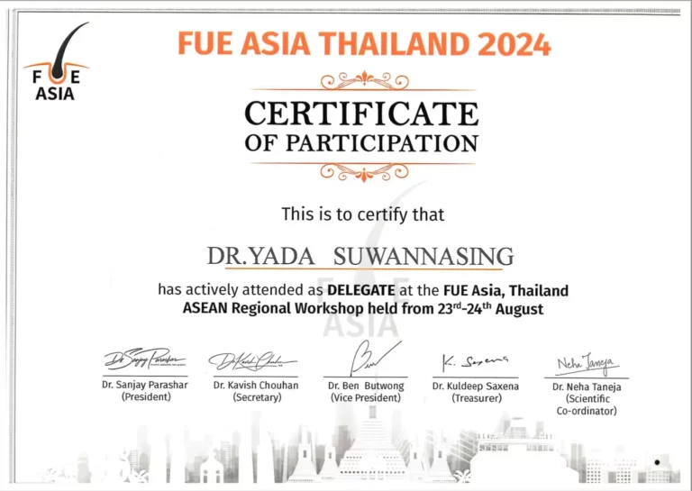 KESA doctor Certificate FUE ASIA
